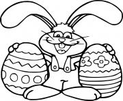 Printable Big Ears Bunny Holds Two Eggs coloring pages