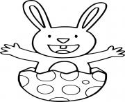 Printable Simple Easter Bunny out of the Egg coloring pages