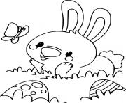 Printable Bunny with Butterfly and Eggs coloring pages