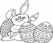 Printable Easter Bunny Painting Three Eggs coloring pages