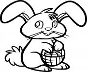 Printable Cute Easter Bunny and One Egg coloring pages