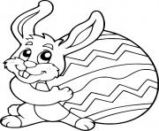 Printable Bunny Holds a Big Egg coloring pages