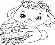 Printable Baby Bunny and a Big Egg coloring pages