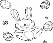 Printable Happy Bunny with Four Eggs coloring pages