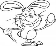 Printable Funny Easter Bunny Painting the Egg coloring pages