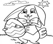 Printable Bunny Drawing Easter Egg in the Sun coloring pages