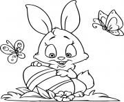 Printable Easter Bunny and Two Butterflies coloring pages