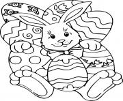 Printable Easter Bunny Sleeping on the Eggs coloring pages