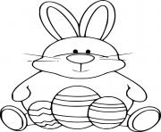 Printable Fat Bunny and Three Eggs coloring pages