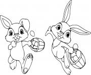 Printable Two Running Easter Bunnies coloring pages