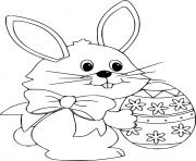 Printable Bunny with a Flower Easter Egg coloring pages