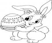 Printable Easter Bunny with Flowers on Her Head coloring pages
