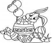 Printable Easter Bunny and Balloons coloring pages