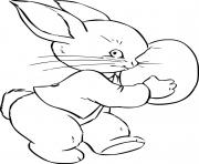 Printable Easter Bunny Holds an Egg coloring pages