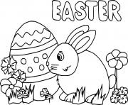 Printable Easter Bunny with Flowers and a Big Egg coloring pages