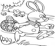 Printable Easter Bunny Running on the Grass coloring pages