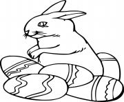 Printable Easter Bunny and Five Eggs coloring pages